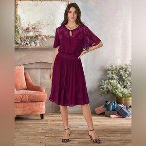 Sundance Elegant sheer embroidered Women's Dress, Size M. NWT